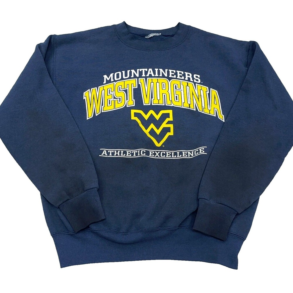 Vintage West Virginia Mountaineers Sweatshirt Men Medium Thrashed Grunge 90s WVU